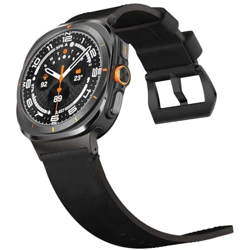 VSANT Vintage Crazy Horse Leather Watch Band for Samsung Galaxy Watch Ultra 47mm | 24mm Wide Black thumbnail 1