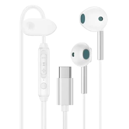 VIFIGEN USB C Headphones for iPhone 15/16/17 Series, iPad, Samsung Galaxy S24-S26, Pixel 8-10, LG, OnePlus | White Wired In-Ear Earbuds with Mic thumbnail 1