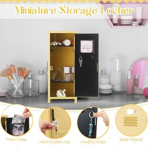 Vercraft Yellow Mini Locker with Lock and Keys | 27.5 cm (10.8 inches) Desktop Storage thumbnail 3