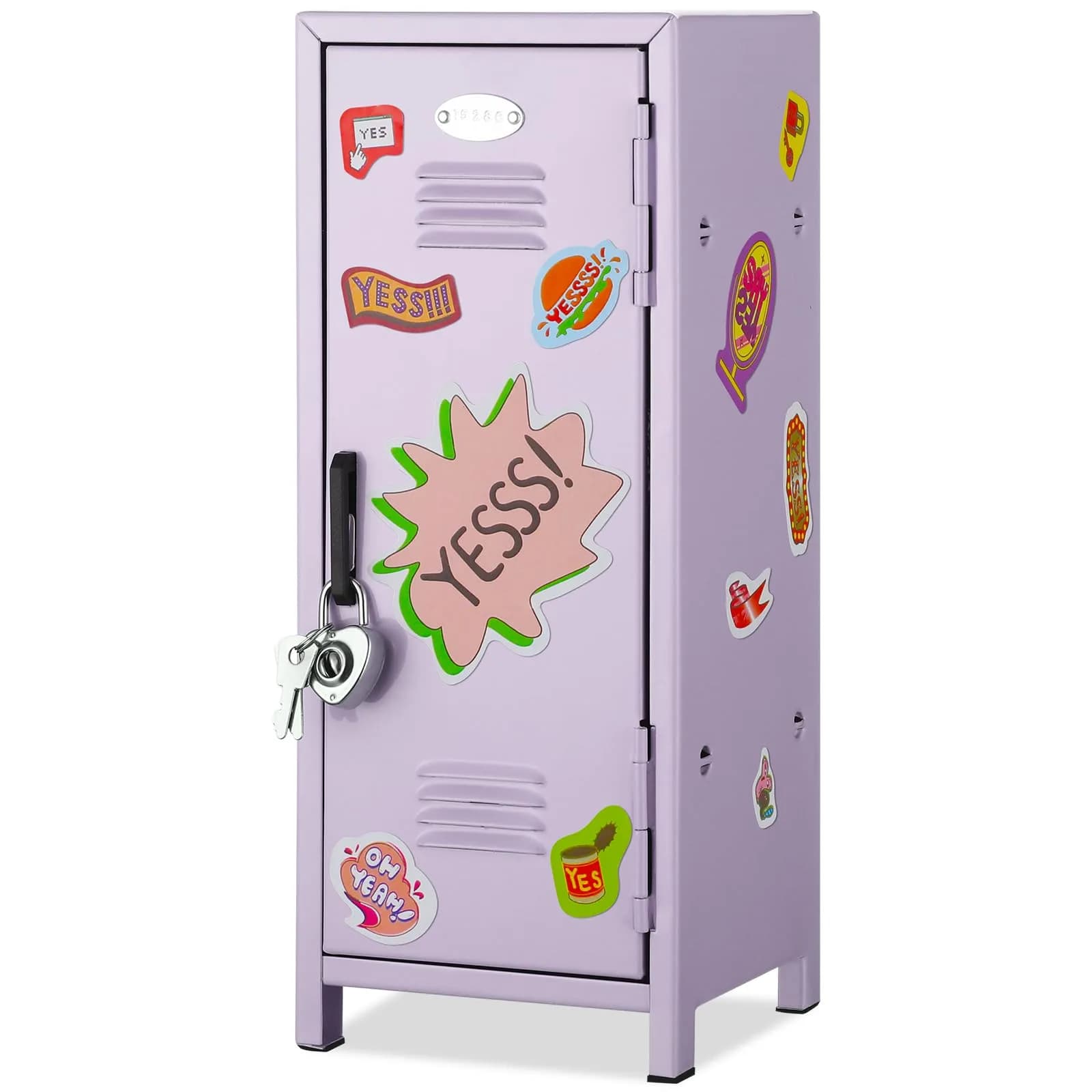 Vercraft Black Mini Locker with Lock & Keys | 27.5cm (10.8 inch) Desktop Storage Cabinet — Purple