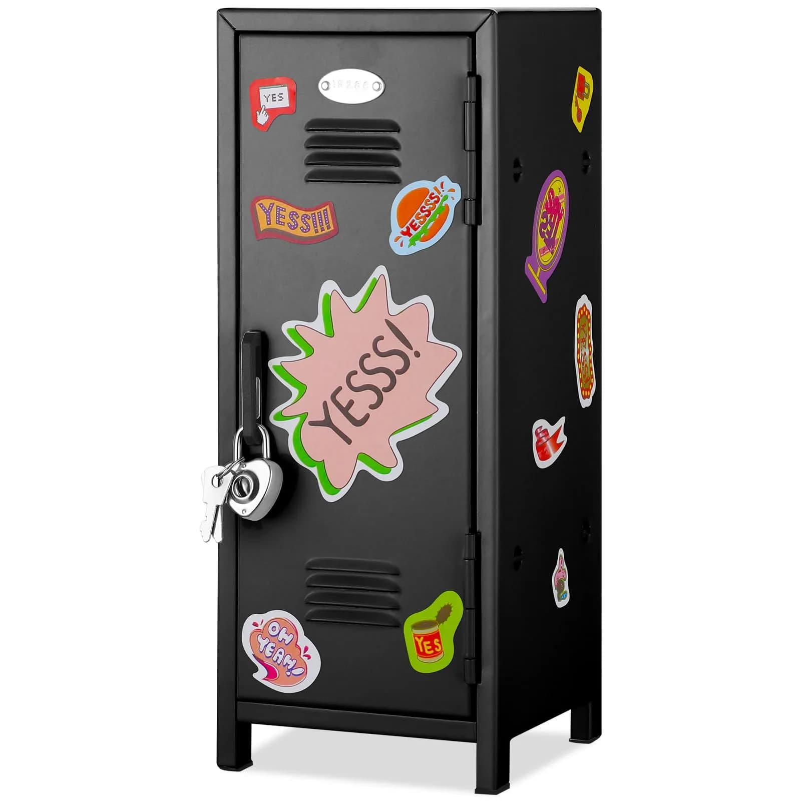 Vercraft Black Mini Locker with Lock & Keys | 27.5cm (10.8 inch) Desktop Storage Cabinet - main product image