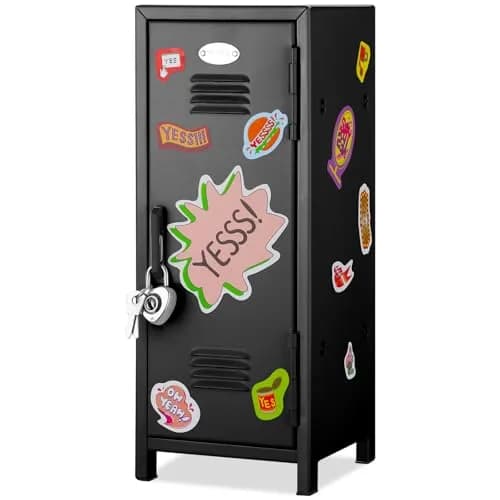 Vercraft Black Mini Locker with Lock & Keys | 27.5cm (10.8 inch) Desktop Storage Cabinet thumbnail 1