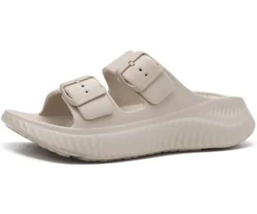 KuaiLu Womens Recovery Sandals with Comfortable Arch Support Beige Size 9 | Post-Workout Relief & All-Day Comfort thumbnail 1