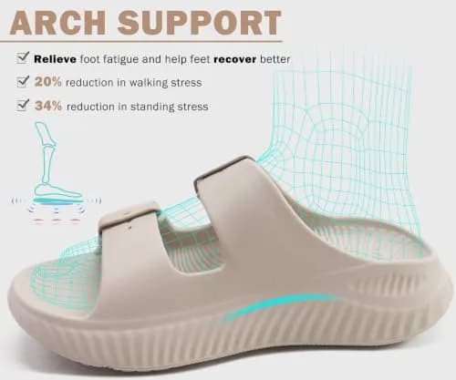 KuaiLu Womens Recovery Sandals with Comfortable Arch Support Beige Size 9 | Post-Workout Relief & All-Day Comfort thumbnail 4