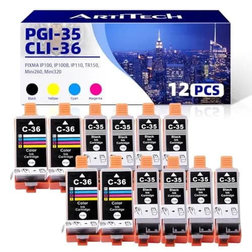 ARTITECH PGI-35 CLI-36 Ink Cartridges 12-Pack Compatible for Canon Pixma Printers | High Page Yield & Vivid Output thumbnail 1