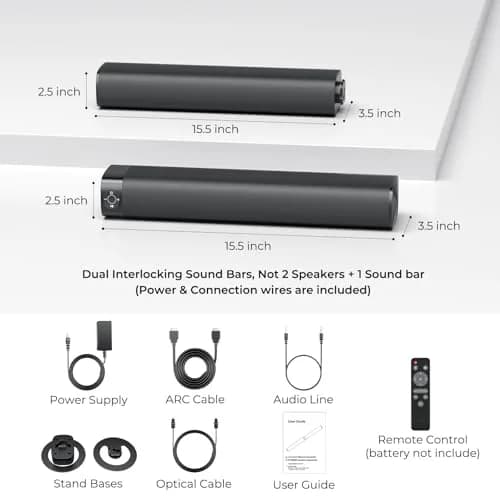 Assistrust Sound Bar for Smart TV | 80W Bluetooth/ARC/Opt/AUX Connect, Auto Volume Boost, 3 Equalizer Modes, 2 in 1 Detachable Design thumbnail 8