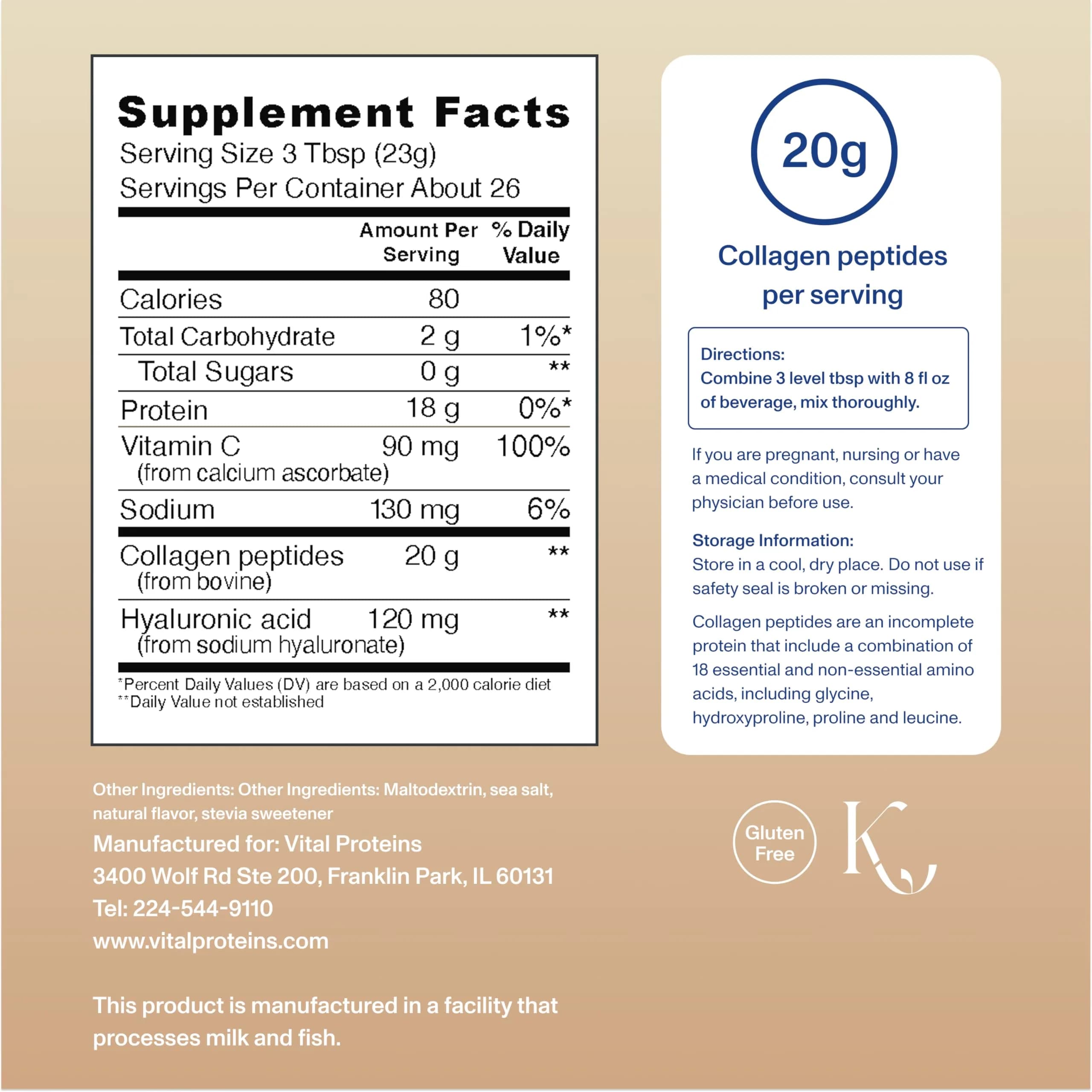 Vital Proteins Collagen Peptides Advanced Vanilla Flavor Powder, 21oz (600g) | Hydrolyzed Peptides with Hyaluronic Acid & Vitamin C thumbnail 2