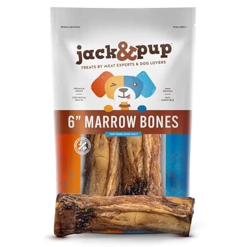Jack&Pup Marrow Bones for Dogs 2 Pack | Long Lasting Beef Bones for Large Dogs (6") thumbnail 1