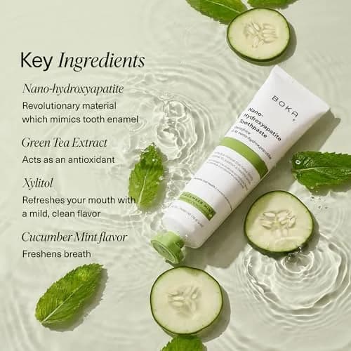 Boka Fluoride-Free Toothpaste with Nano Hydroxyapatite, Cucumber Mint 118g (4 Oz) | Enamel Care & Sensitive Teeth thumbnail 6