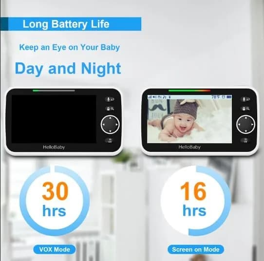 HelloBaby HB6550Plus Split-Screen Video Baby Monitor 6-inch (15.24 cm) | World's First IPS Screen, 30-Hour Battery, No WiFi thumbnail 4