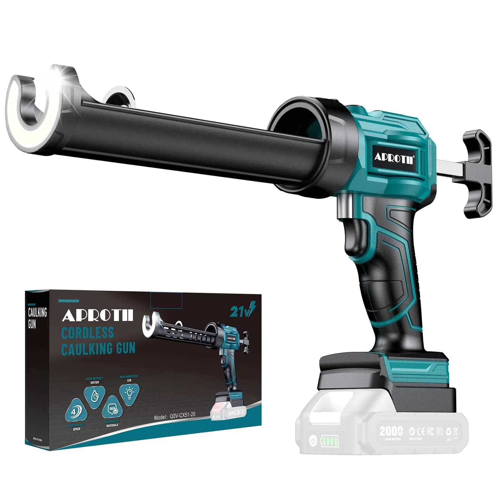 APROTII Electric Caulking Gun for Makita 18V Battery, 10 oz (283g) | 4-Speed Cordless Adhesive Applicator
