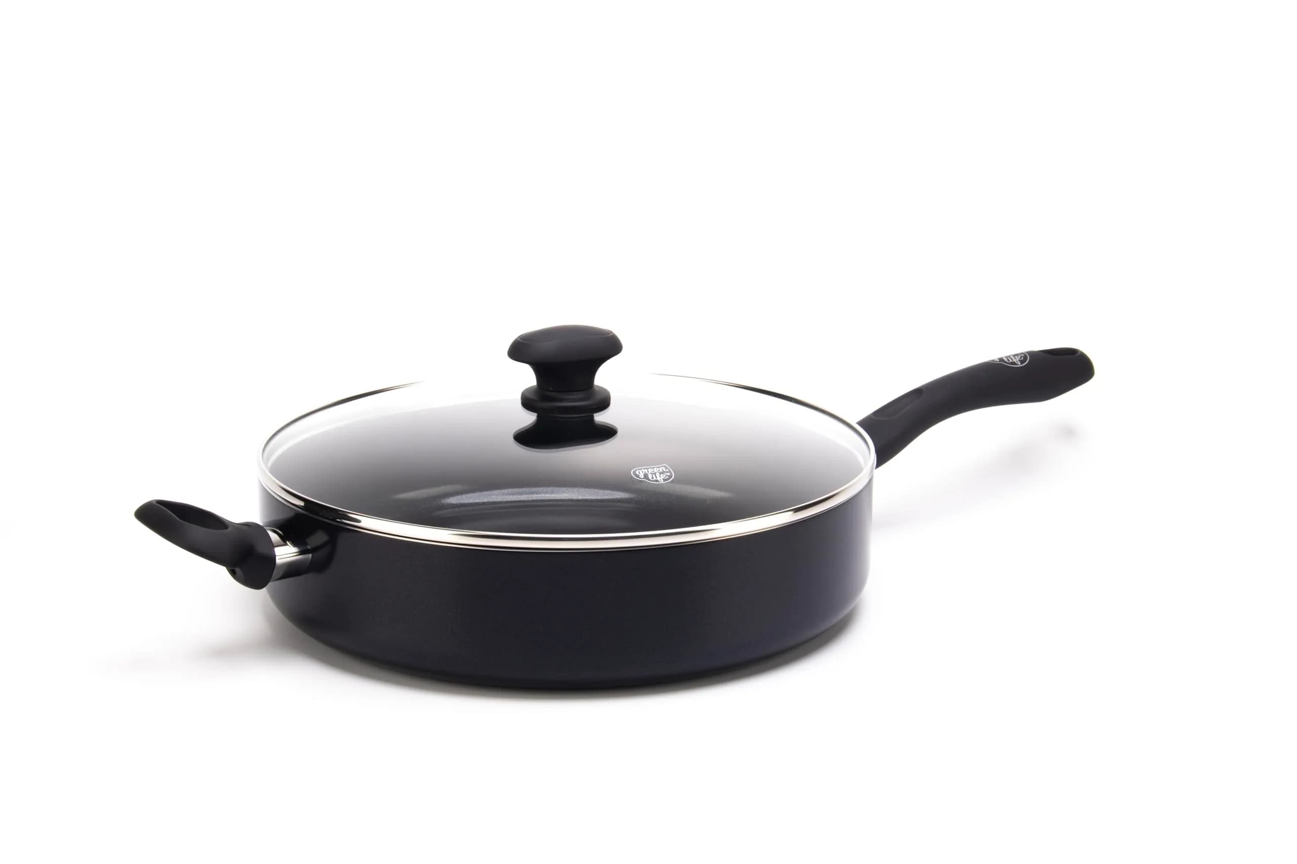 GreenLife Soft Grip 12-inch (30 cm) Frying Pan Skillet with Lid | Toxin-Free Ceramic Nonstick — 5 Quart