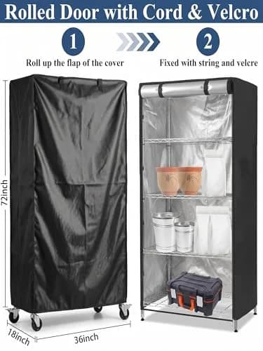 STARVAST Wire Shelf Cover with Zipper, 36" W x 18" D x 72" H (91cm W x 46cm D x 183cm H) | Heavy Duty Oxford Fabric for Dustproof & Heat Insulation thumbnail 5