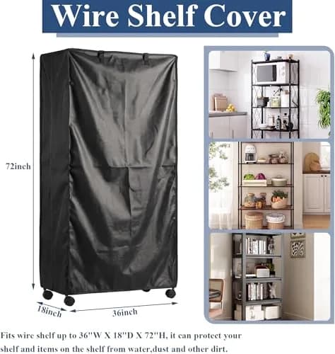STARVAST Wire Shelf Cover with Zipper, 36" W x 18" D x 72" H (91cm W x 46cm D x 183cm H) | Heavy Duty Oxford Fabric for Dustproof & Heat Insulation thumbnail 2