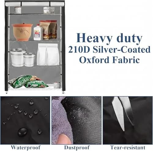 STARVAST Wire Shelf Cover with Zipper, 36" W x 18" D x 72" H (91cm W x 46cm D x 183cm H) | Heavy Duty Oxford Fabric for Dustproof & Heat Insulation thumbnail 3