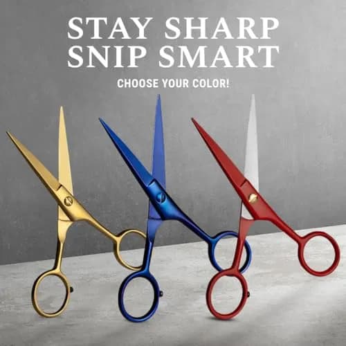 Ontaki 5-inch Beard & Mustache Scissors with Combs & Pouch | German Steel, Ambidextrous, Midnight Blue thumbnail 5