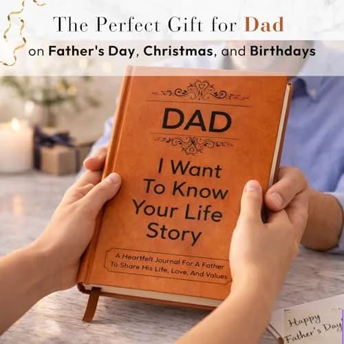 XKFCFC Dad I Want to Know Your Life Story Leather Journal (Hardcover) 20.8cm (8.3in) x 14.6cm (5.8in) | Guided Life Story Book with 300+ Prompt Questions thumbnail 6