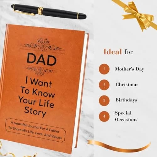 XKFCFC Dad I Want to Know Your Life Story Leather Journal (Hardcover) 20.8cm (8.3in) x 14.6cm (5.8in) | Guided Life Story Book with 300+ Prompt Questions thumbnail 3