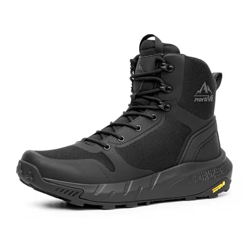 NORTIV 8 Men's Military Tactical Boot with Side Zipper, Lightweight, Black-Oxford, US 9 (25.4 cm) thumbnail 1