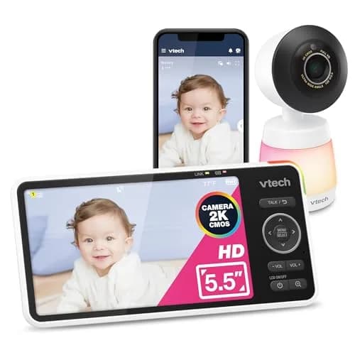 VTech Smart WiFi Baby Monitor – 2K Camera, 5.5" Screen, 24X Zoom, Night Vision | Nursery & Home Security thumbnail 1