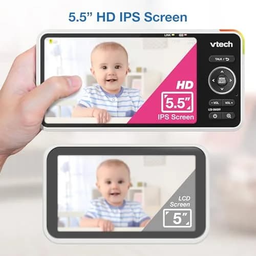 VTech Smart WiFi Baby Monitor – 2K Camera, 5.5" Screen, 24X Zoom, Night Vision | Nursery & Home Security thumbnail 5