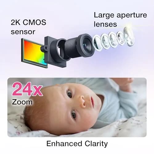 VTech Smart WiFi Baby Monitor – 2K Camera, 5.5" Screen, 24X Zoom, Night Vision | Nursery & Home Security thumbnail 3