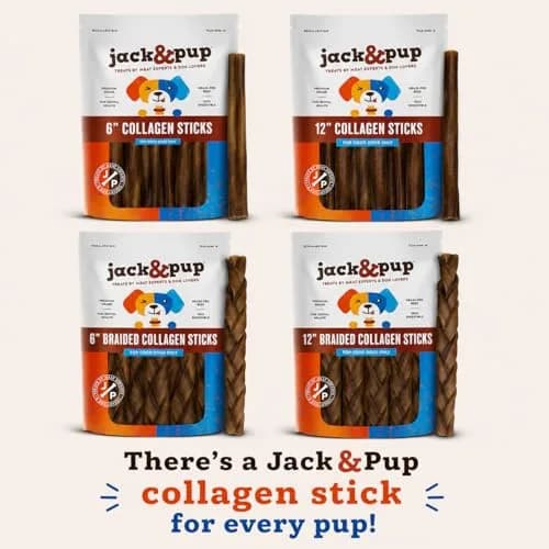 Jack&Pup Collagen Sticks for Dogs 4 Pack | Rawhide-Free, Long Lasting 6 inch Chews thumbnail 6