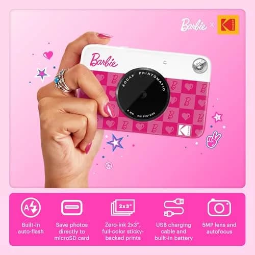 Kodak Barbie Printomatic Instant Camera Starter Bundle (Iconic Style) 5MP | 2x3" Zink Prints thumbnail 3