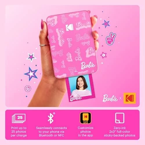 Kodak x Barbie Step Slim Wireless Instant Photo Printer Barbie Starter Bundle with Camera Case & Zink Paper (20 Sheets) | 2x3" Prints thumbnail 2