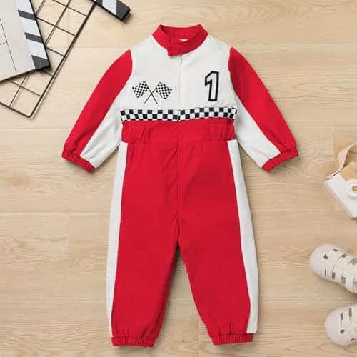 IDOPIP Red Race Car Driver Birthday Outfit 1-Piece Romper (9-12 Months) thumbnail 2