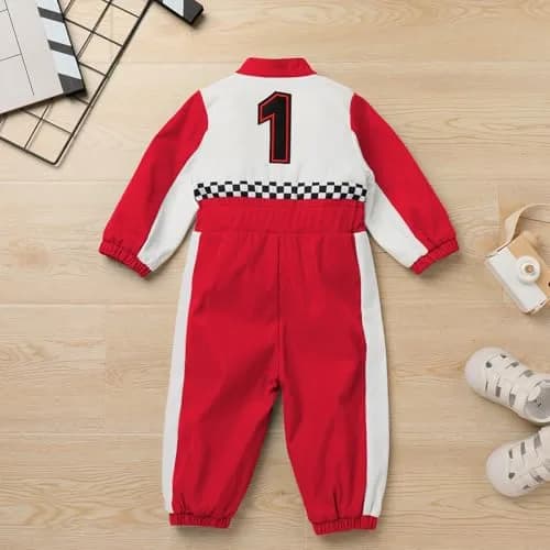 IDOPIP Red Race Car Driver Birthday Outfit 1-Piece Romper (9-12 Months) thumbnail 3