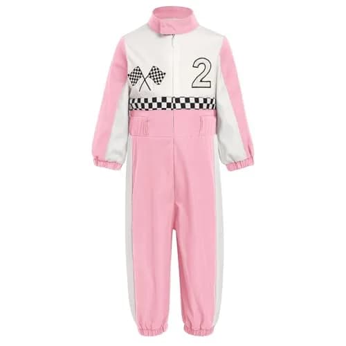 IDOPIP Baby Boys' Race Car Driver 1st 2nd Birthday Outfit Pink 2 Romper 18-24 Months | Unisex Toddler Racer Jumpsuit for Cake Smash Photoshoot thumbnail 1
