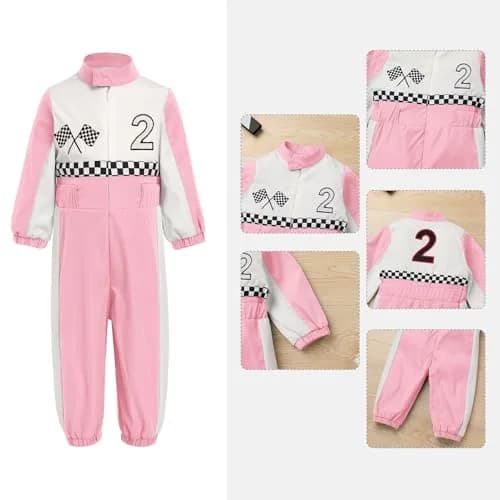 IDOPIP Baby Boys' Race Car Driver 1st 2nd Birthday Outfit Pink 2 Romper 18-24 Months | Unisex Toddler Racer Jumpsuit for Cake Smash Photoshoot thumbnail 4