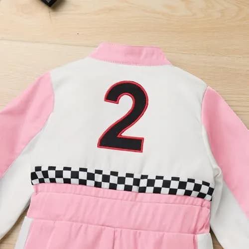 IDOPIP Baby Boys' Race Car Driver 1st 2nd Birthday Outfit Pink 2 Romper 18-24 Months | Unisex Toddler Racer Jumpsuit for Cake Smash Photoshoot thumbnail 5