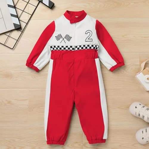 IDOPIP Baby Boys 1st 2nd Birthday Race Car Romper 18-24 Months | Unisex Toddler Racer Suit for Cake Smash thumbnail 2