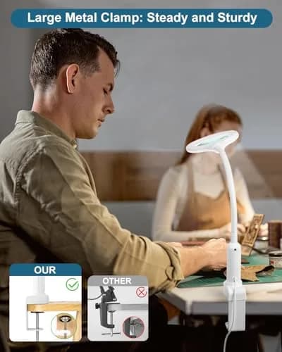 RackydigPro 12X Magnifying Glass with Light and Stand | 5 Color Modes, Brightness Stepless Dimming, Real Glass Lens, White thumbnail 3
