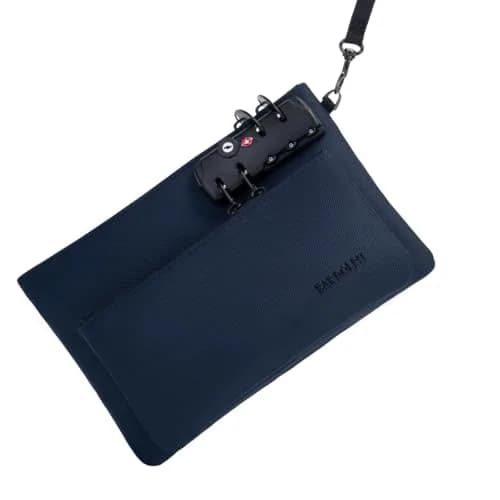 BARDOLPH Lockable Money Bag with Zipper and 3-Digit Code Lock, Double Layer Nylon Bank Bag for Cash, Valuables & Documents (Blue, Small) thumbnail 5
