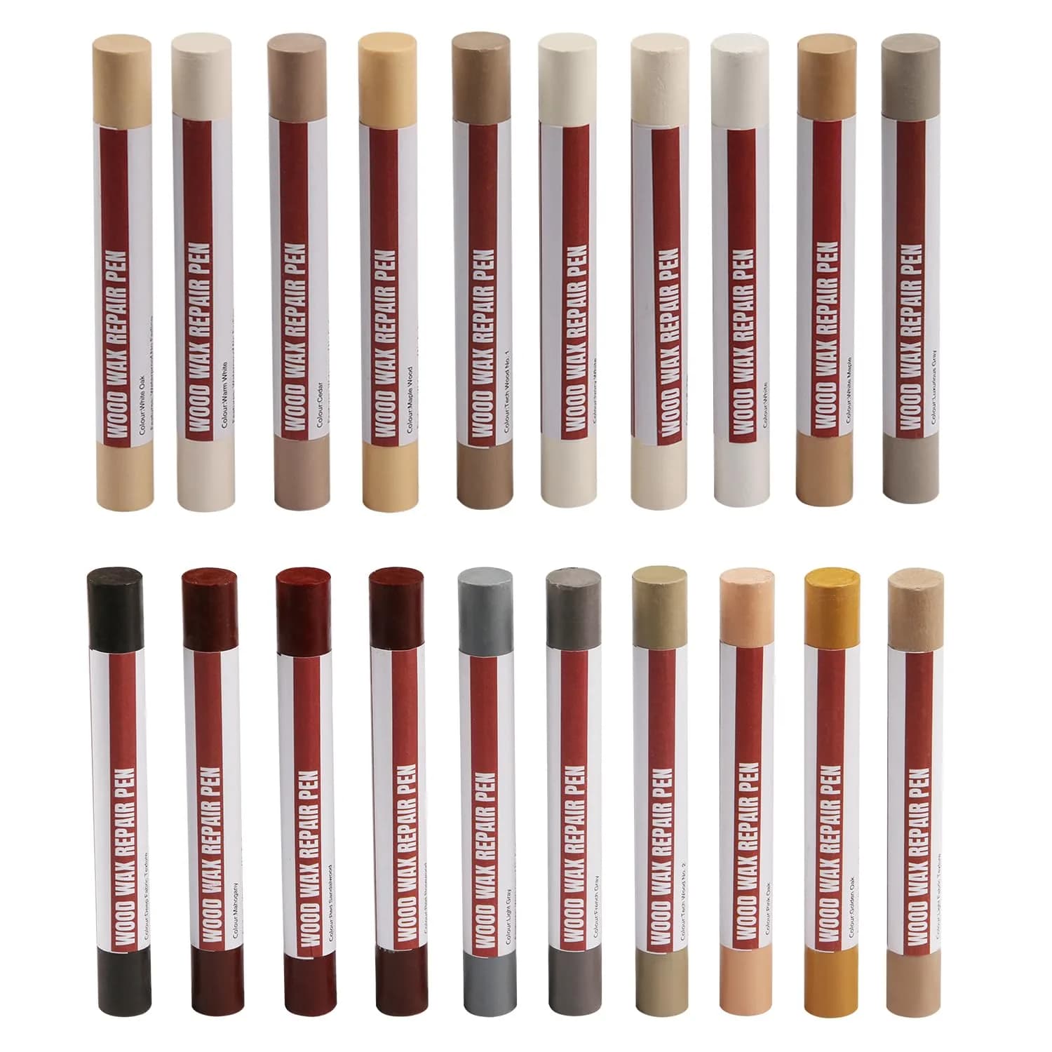 Uxney Wood Filler Sticks 20 Colors | Furniture Touch Up for Scratches & Holes (≤120c) — Common Series