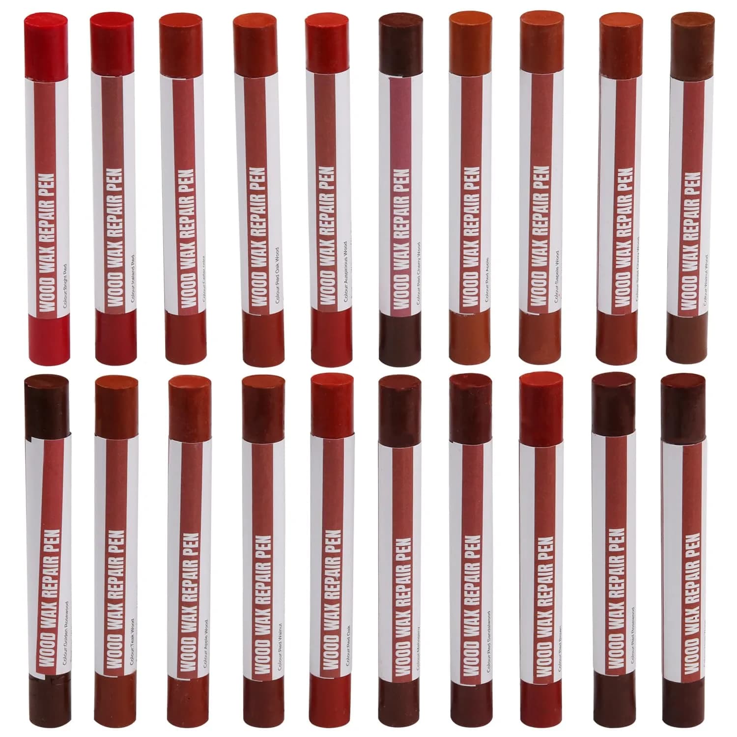 Uxney Wood Filler Sticks 20 Colors | Furniture Touch Up for Scratches & Holes (≤120c) — Red Series