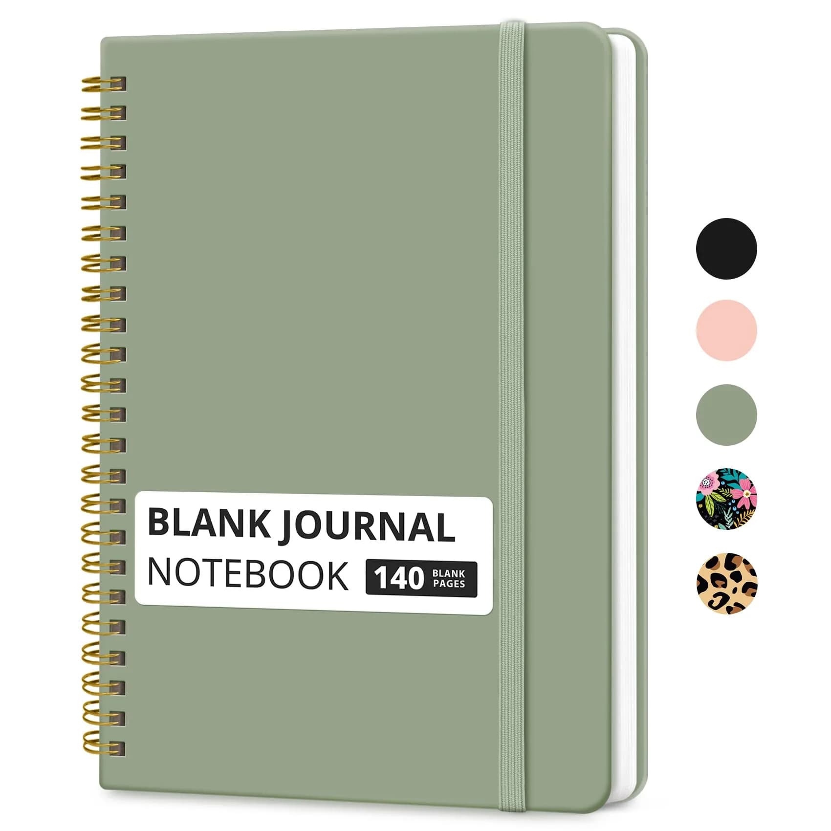 Taja Blank Spiral Journal Notebook A5 (5.7" x 7.9") – Green | Acid-Free Paper for Creative Writing & Sketching