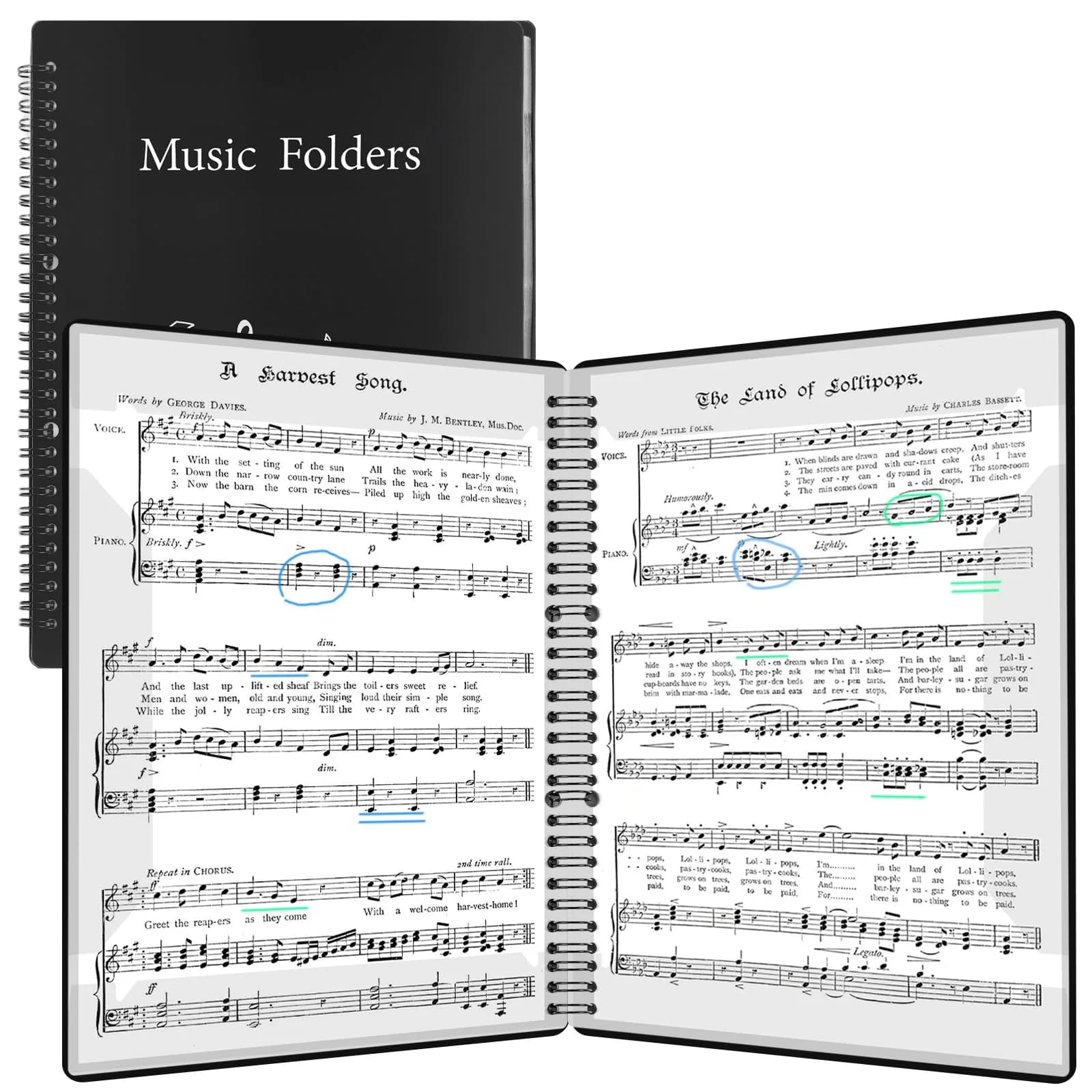 RNSXYAT Sheet Music Folder, 8.5x11 Inches | Durable Double-Sided Organizer for Musicians