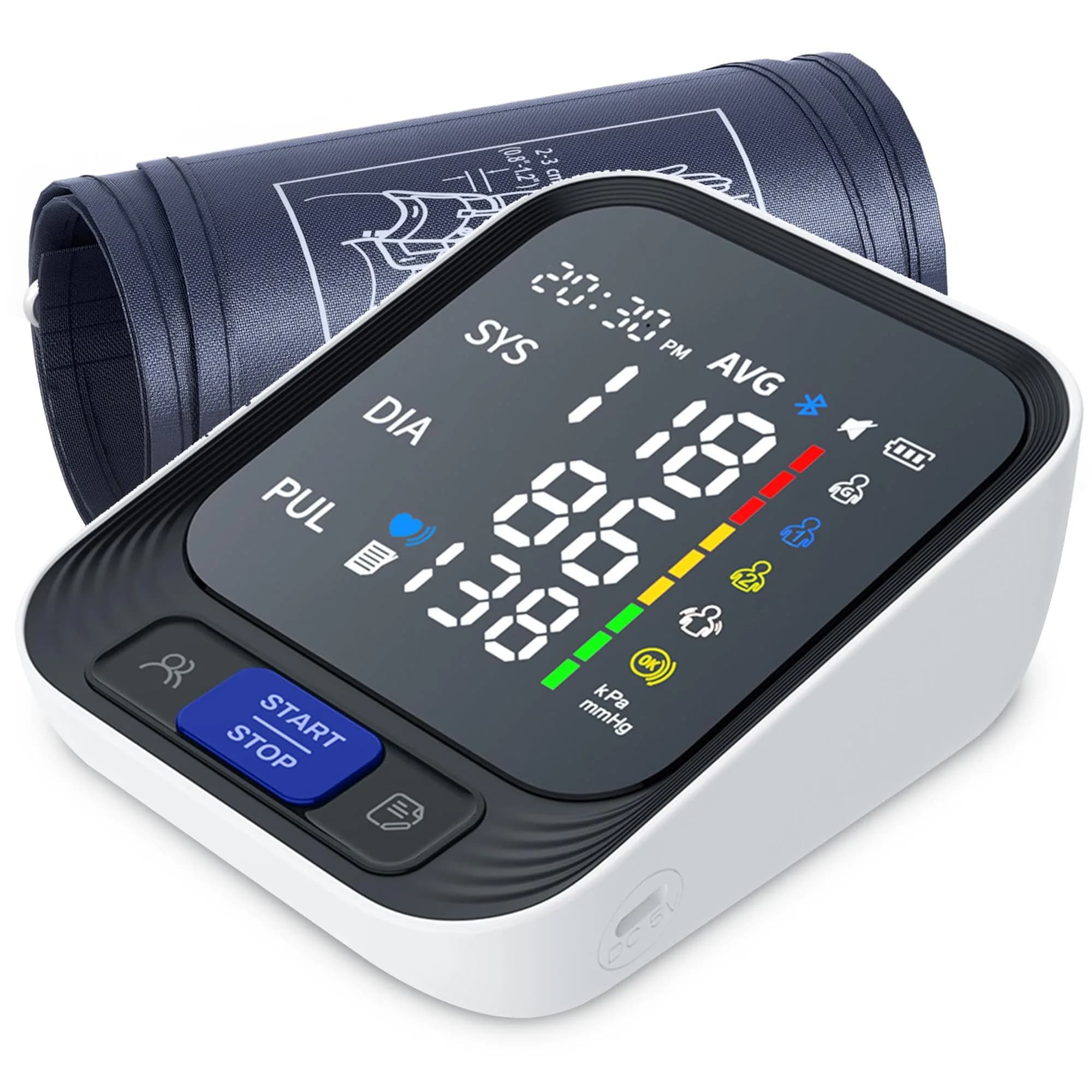 Acenis Automatic Blood Pressure Monitor AOJ-30F | Large Color Screen, Adjustable Cuff, 4xAAA Batteries