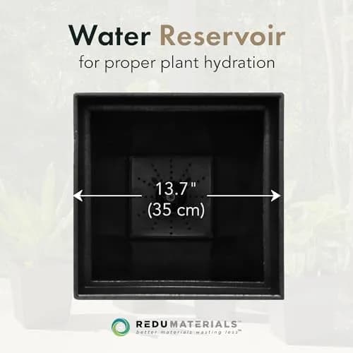 Tierra Verde Self-Watering Square Planter 15" x 28" Black | Modern, Eco-Friendly Indoor & Outdoor Garden Container thumbnail 5