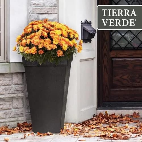 Tierra Verde Self-Watering Square Planter 15" x 28" Black | Modern, Eco-Friendly Indoor & Outdoor Garden Container thumbnail 9