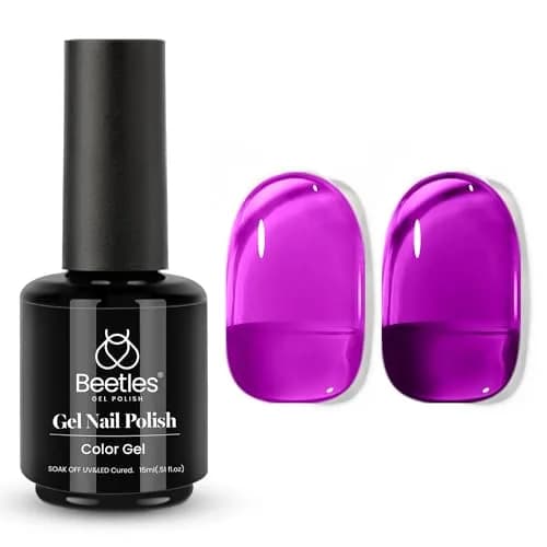beetles Purple Jelly Gel Nail Polish, Violet Night Dream, 2x15ml (0.5 Fl Oz Each) | Sheer Translucent Effect — Violet Night Dream