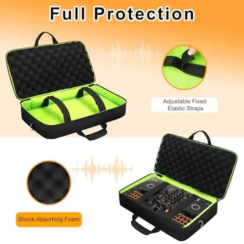 SNIGJAT DJ Controller Case for DDJ FLX4 / 400 / REV1, 21.5 x 11.5 x 2.5 inches | Protective Padded Bag with Accessory Pockets thumbnail 3