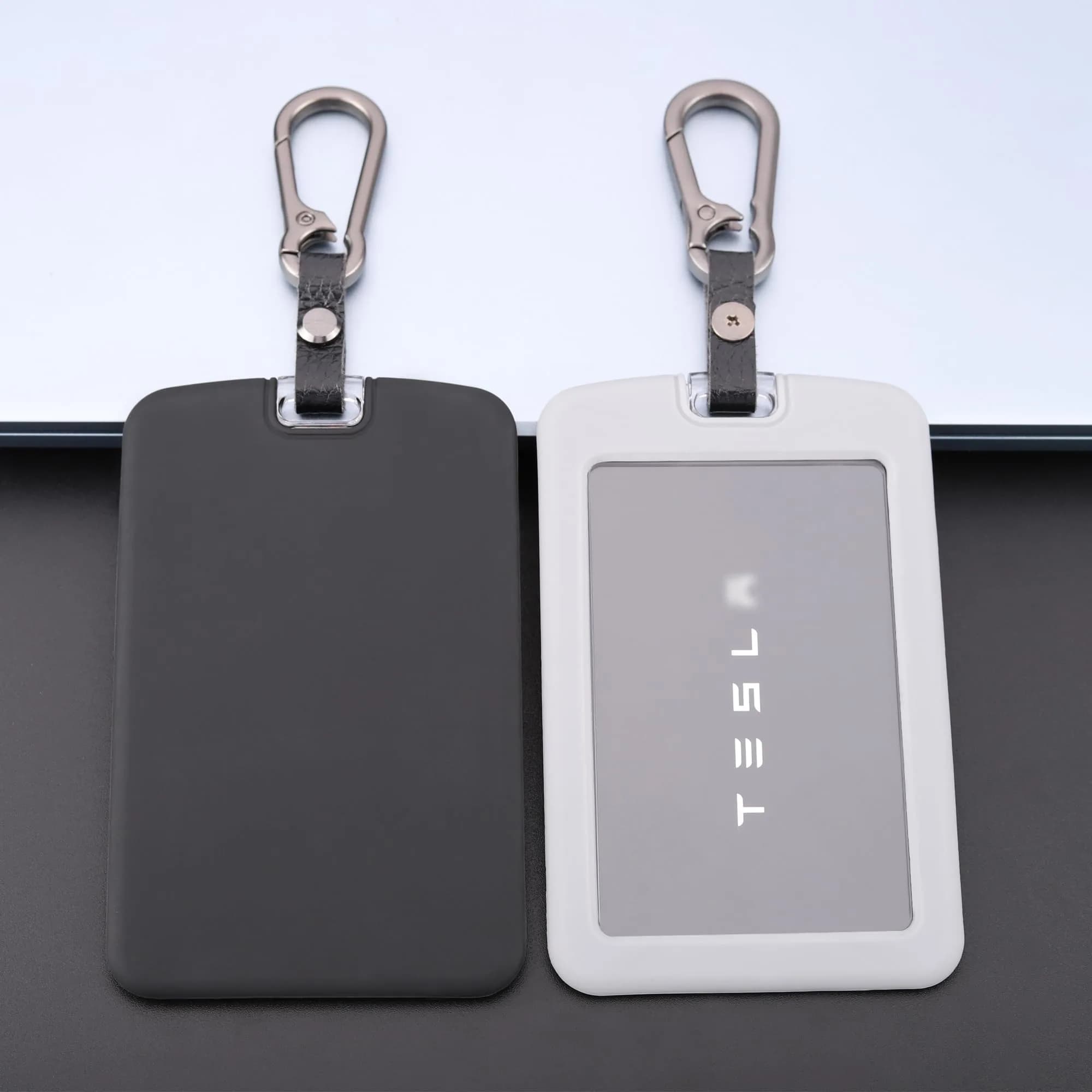 TANDRIVE Key Card Holder Case for Tesla Model Y Model 3 Cybertruck Rivian | Silicone & Plastic, 2 Pack