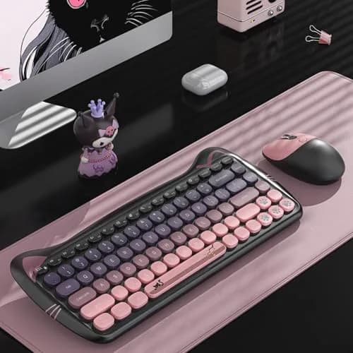 Lomiluskr Cute Cat Wireless Keyboard and Mouse Combo 84-Key English Layout | 2.4GHz Wireless Connectivity thumbnail 9