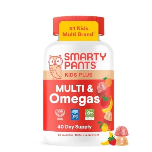 SmartyPants Kids Multivitamin Gummies with Omega 3, D3, B12, K & Zinc | 80 Count (40 Day Supply) thumbnail 1