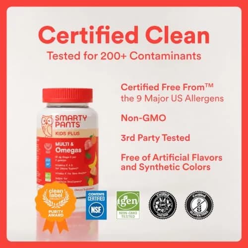 SmartyPants Kids Multivitamin Gummies with Omega 3, D3, B12, K & Zinc | 80 Count (40 Day Supply) thumbnail 9